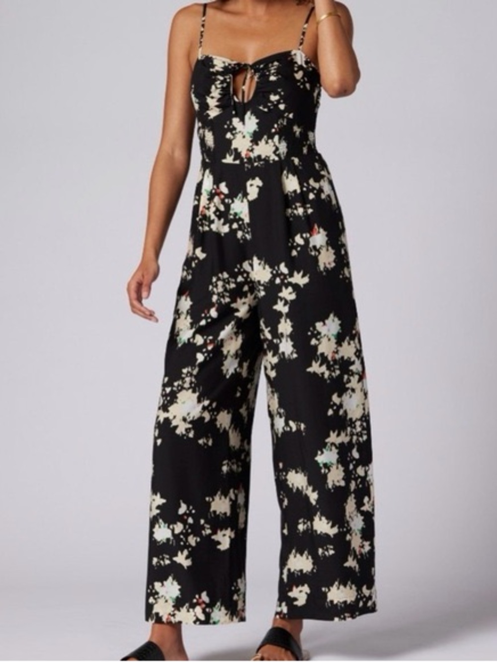 Joie Tinsley Black Floral Wide-Leg Jumpsuit
